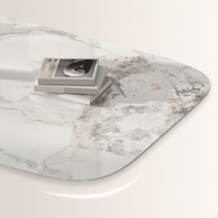 Traditional Luxury Dining Table with White Stone Rectangle Top Dining Table for Kitchen