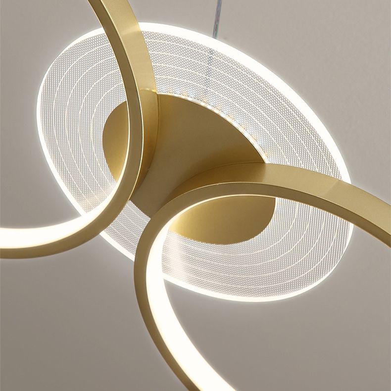 Wrought Iron LED Hanging Lamp in Modern Creative Style Acrylic Linear Pendant Light for Interior Spaces