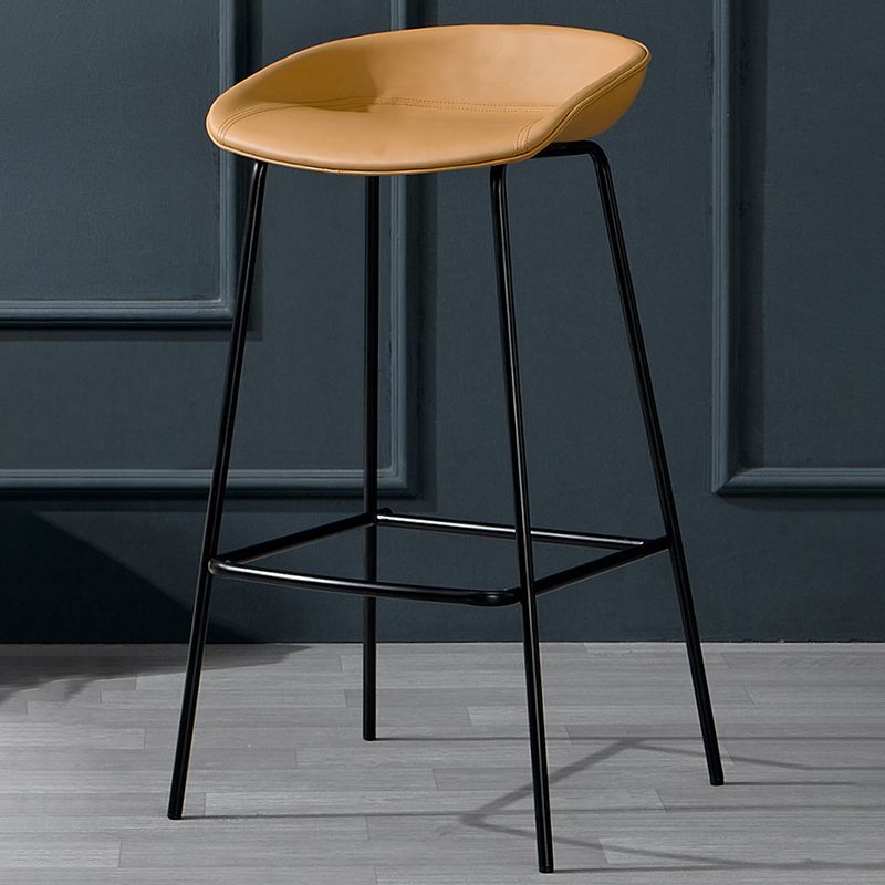 Contemporary Faux Leather Counter Stool Counter Height Bar Stool with Footrest