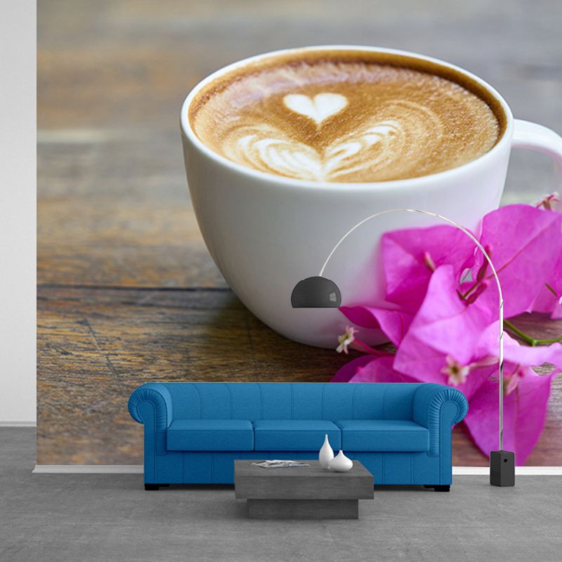 Mellow Coffee Modern Mural Stain Resistant Wall Covering for Coffee Shop