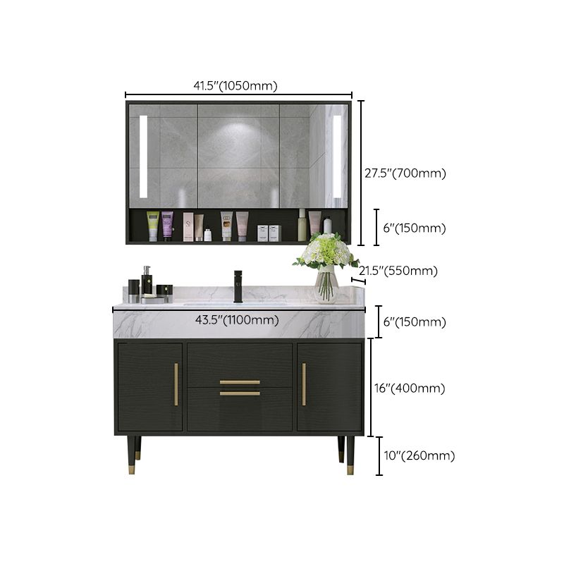 Metal Frame Vanity Set Plain Rectangle Drawers Freestanding Bath Vanity with Drawers