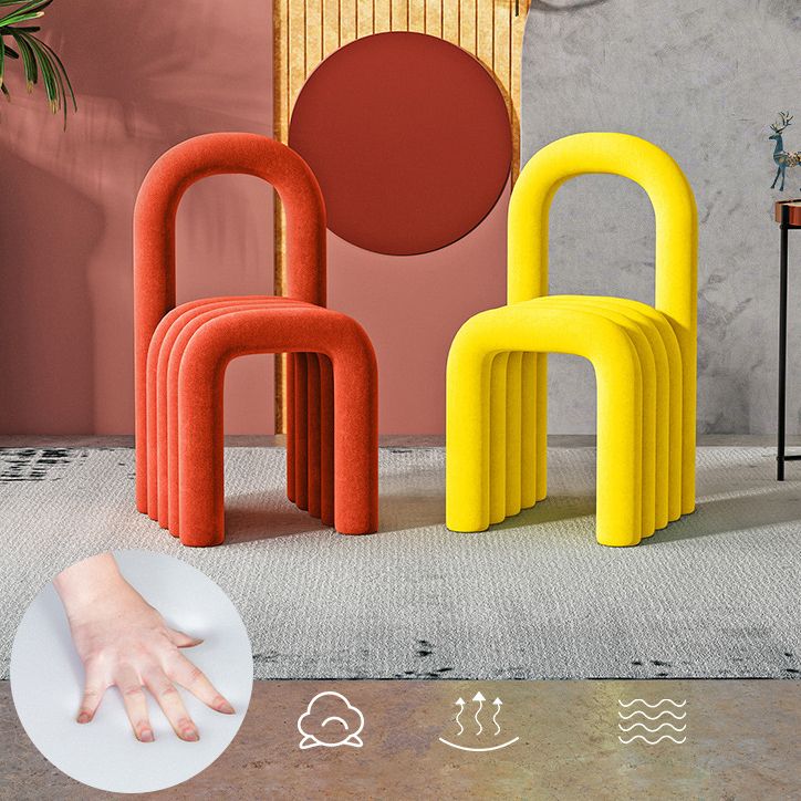 Contemporary Velvet Armless Dining Chairs Metal Dining Chair for Home Use