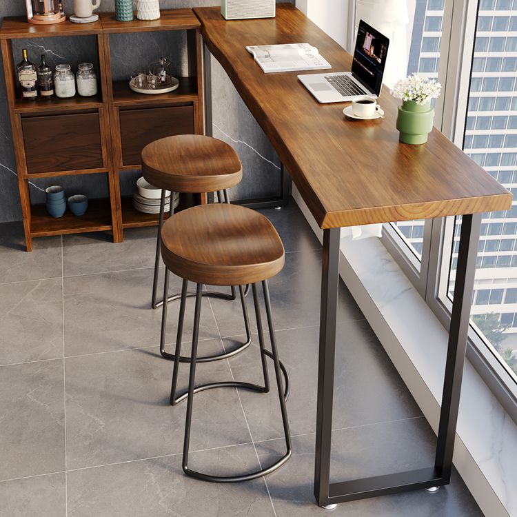 Modern Rectangle Wood Bar Table Metal Base for Milk Tea Shop