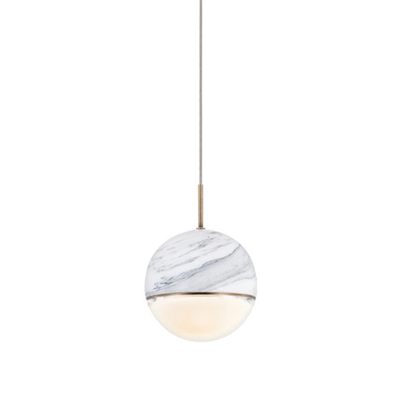 Marble Globe Hanging Light Fixture Postmodern Dining Room LED Pendant Light