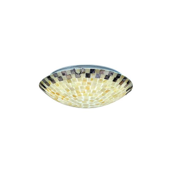 Beige bowl Ciling Light Vintage Mosaic Glass 1 bombilla 12 "/16" /19,5 " Luz de techo de montaje a ras anchas para comedor