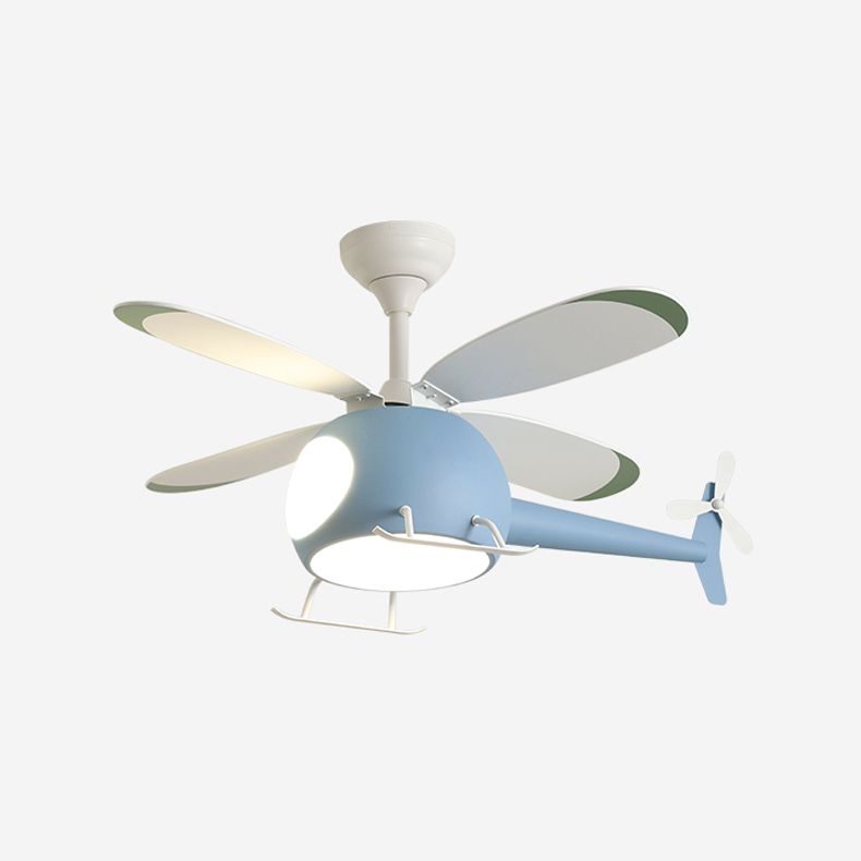 Deckenleuchte im Cartoon -Stil Lampe Metal Semi Flush Mount Leuchte mit Holzlüfterklinge
