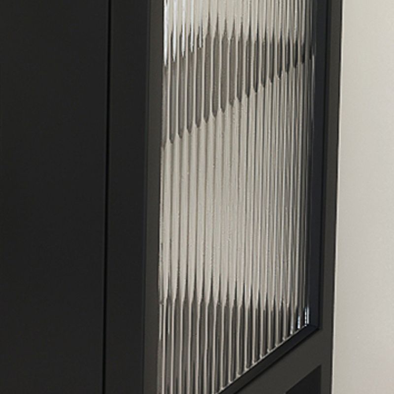 Contemporary Lower Shelf Nightstand Metal Bedside Cabinet with Glass Door for Bedroom