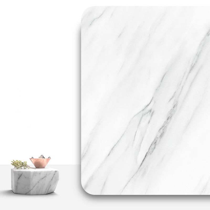 Rectangle Double Pedestal Dining Table Glam Faux Marble Table for Kitchen