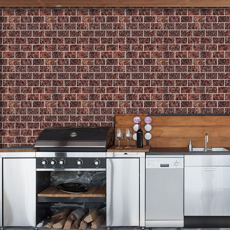 Coffee Brick Wallpaper Panels Marble Look Cottage Self Adhesive Wall Art for Kitchen