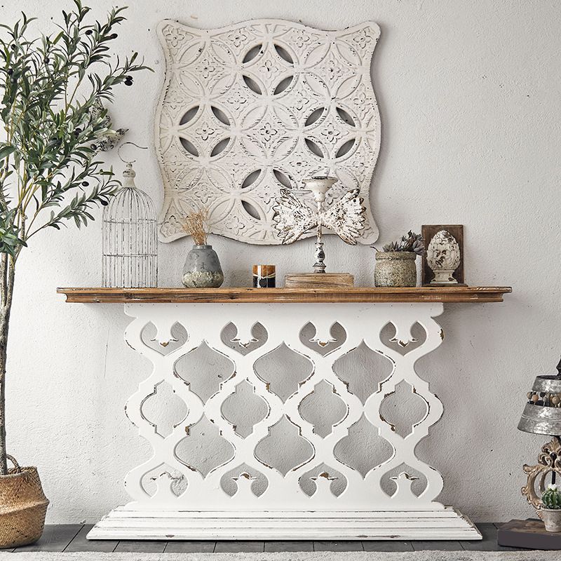 French Country Wood Accent Table Rectangle Console Sofa Table for Hall