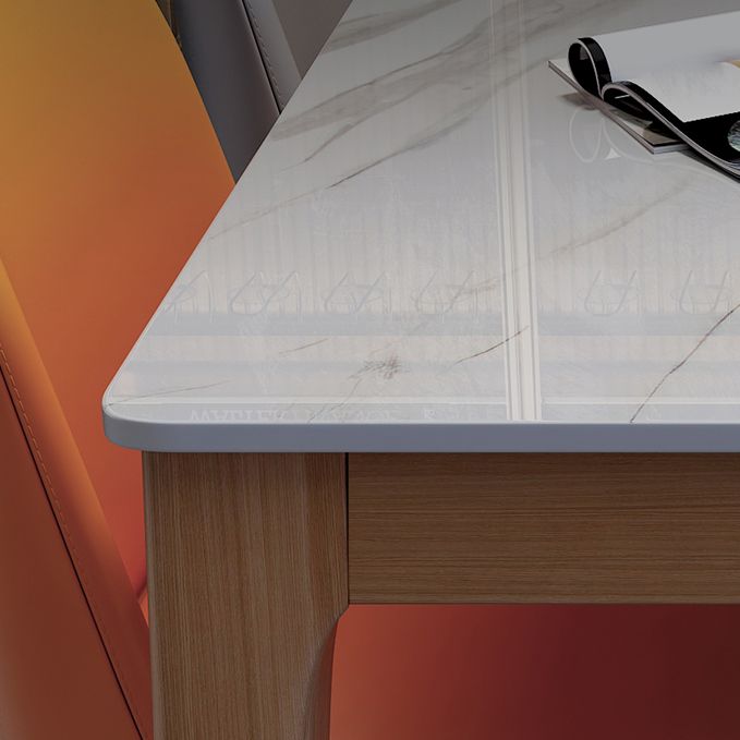 Mid-Century Modern Dining Table Stone Top Natural Finish Legs Dinner Table without Chair