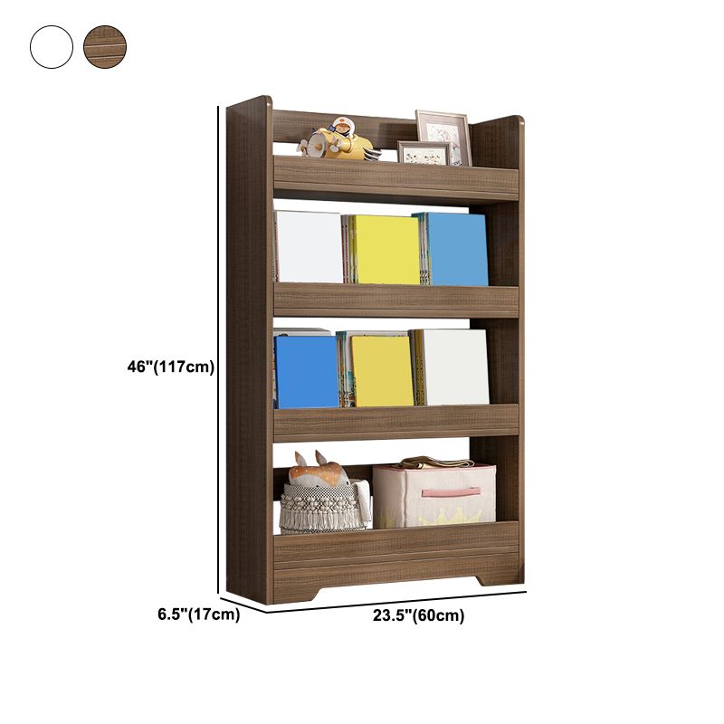 Modern Engineered Wood Bookshelf Standard Vertical Bookcase in Burnish