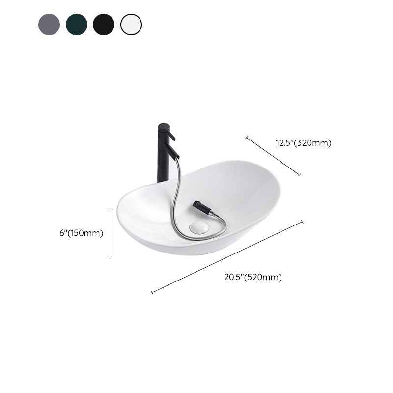 Modern Bathroom Sink Oval Bathroom Sink Overflow with Basin and Faucet