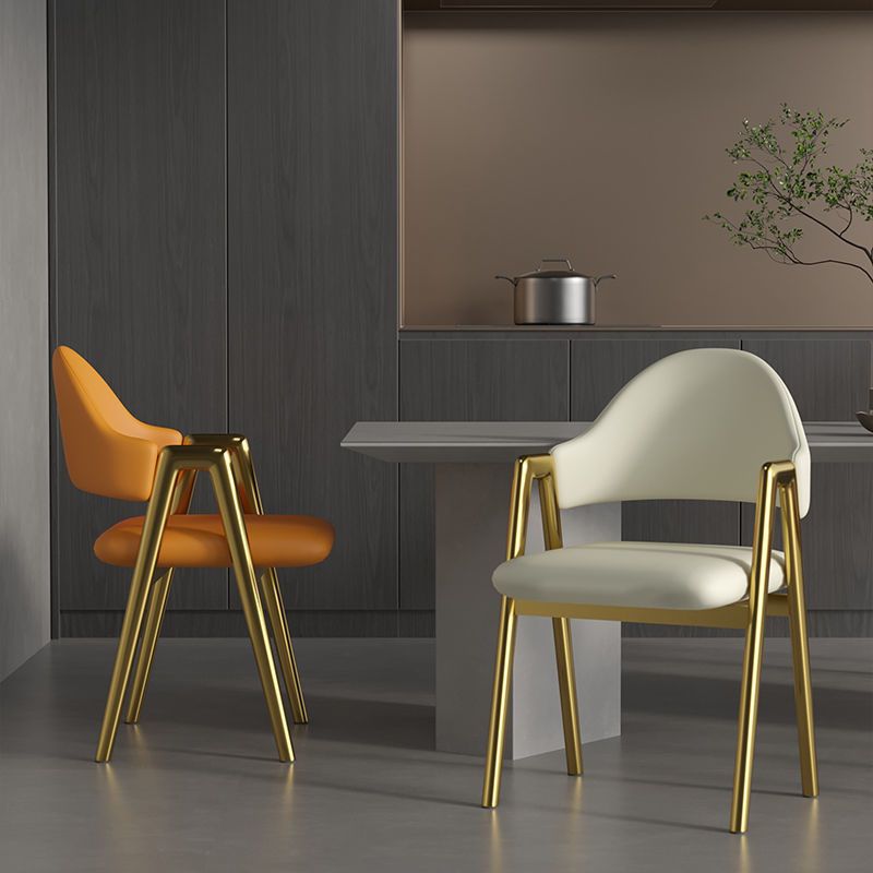 Glam Style Arm Chair 19.3" Wide Open Back Dining Side Chair Set