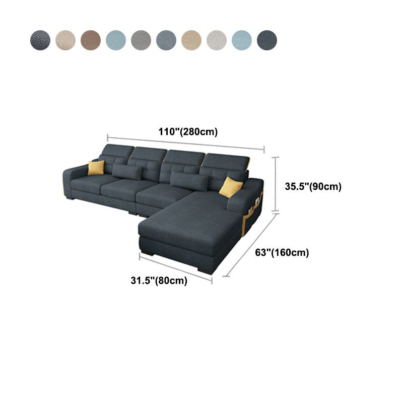 110.23" L Modern Sectional Square Arm Sectional with Storage
