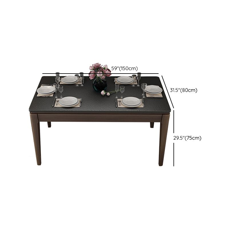 Stone Top Dinette Table with Ash Wood Legs Black Indoor Dining Table