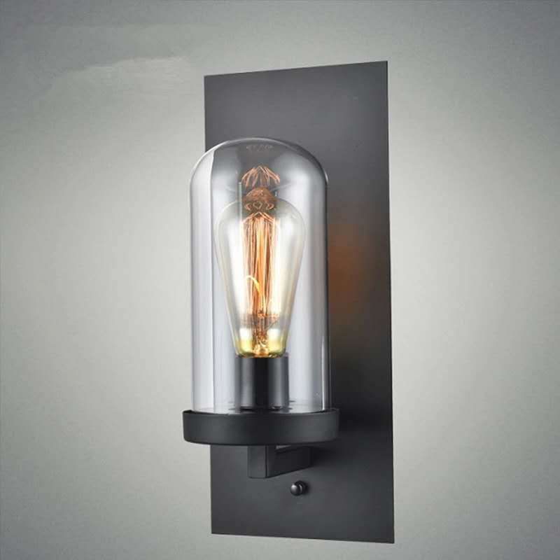 Glass Black Wall Lighting Fixture Shaded Industrial-Style Wall Light Fixture for Aisle