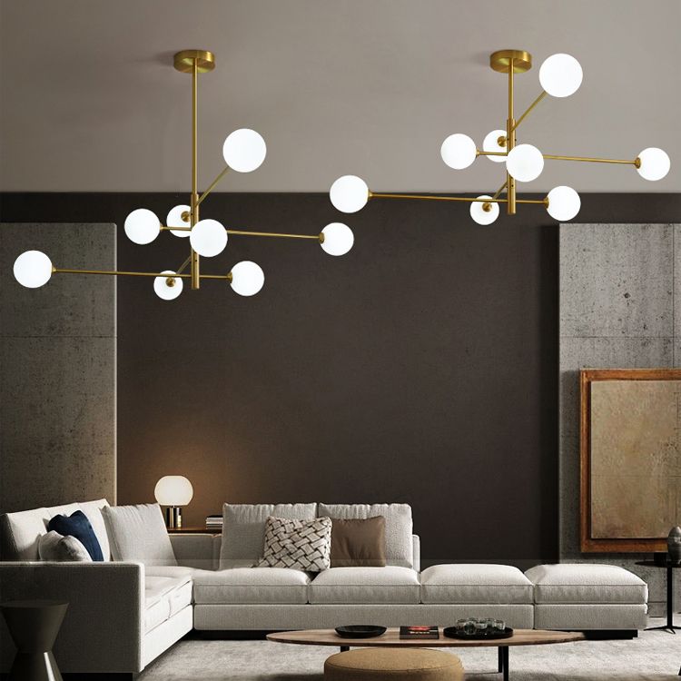 Designer Style Chandelier Light Fixtures Multi-Head Suspension Pendant Lamps with Glass Shade