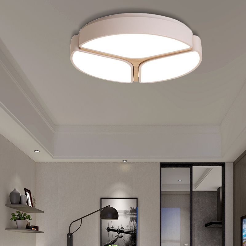 16"/19.5"/23.5" Wide Circular Flushmount Light Macaron Metallic Led Close to Ceiling Light in Warm/White Light