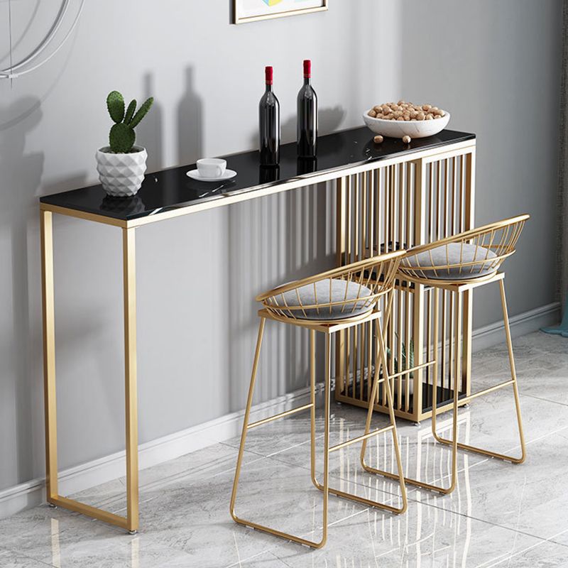 Glam Round Metal Bar Stools Low Back Dining Stools with Footrest