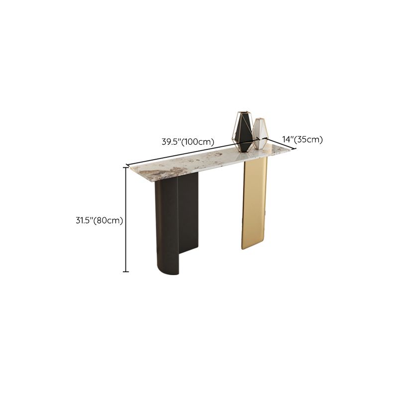 Glam Console Table Stone Rectangle Accent Table , 13.78-inch Wide