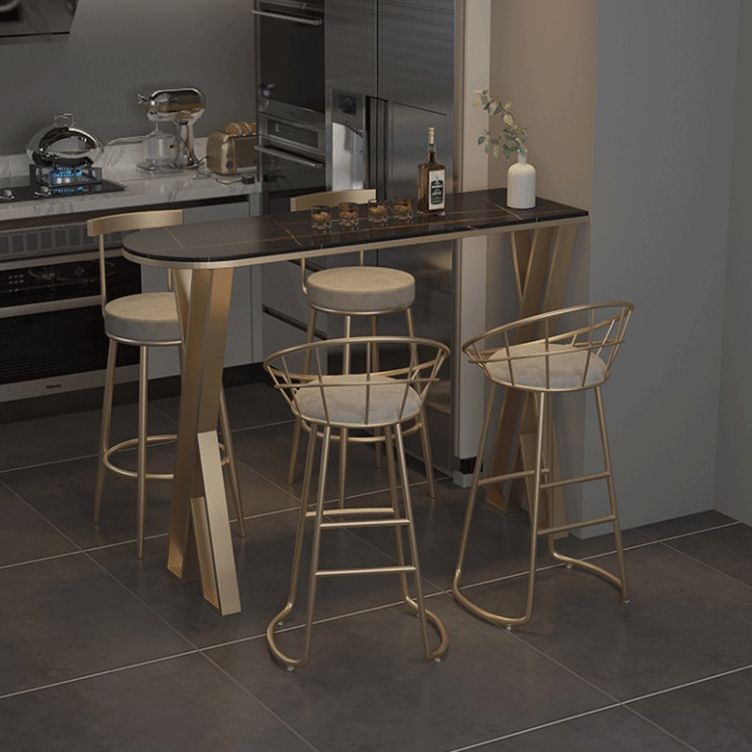 Contemporary 1/2/3/5 Pieces Bar Table Set Rectangle Bar Table with High Metal Stools