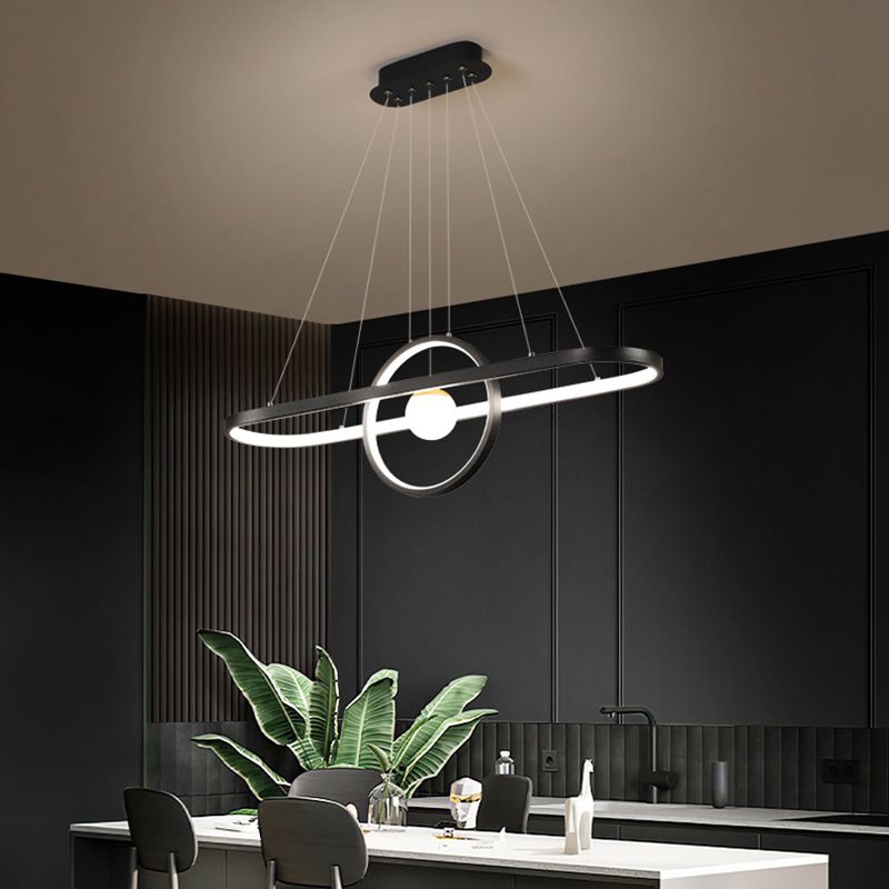 Geometric Island Lights Modern Kitchen Island Lighting Metal 3 Light Island Lamps in Black