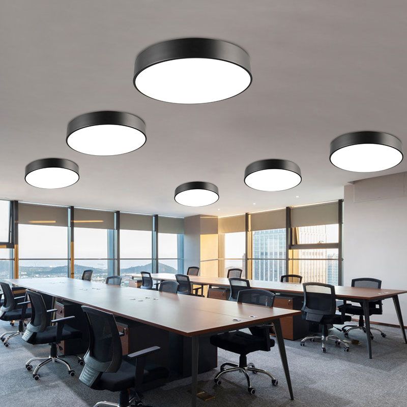Plafonnier rond à montage encastré, luminaire LED de bureau en métal Simple avec diffuseur en acrylique