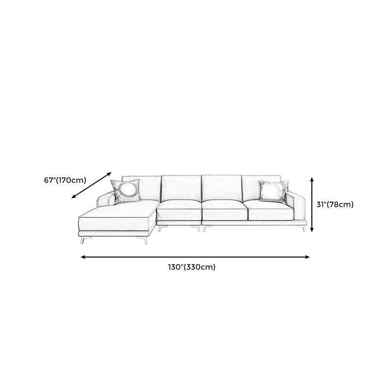 Modern Genuine Leather Sectional Square Arm Sofa with Removable Cushions