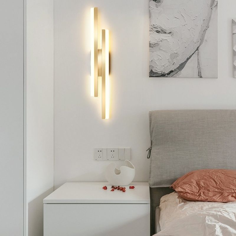 Modernism Golden/Black 2-Light Wall Mounted Sconce Linear LED Wall Light