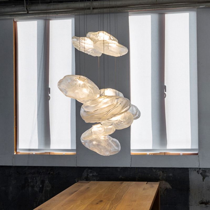 1 Light Bun Hanging Lights Post-Modern Lattice Glass Ceiling Fixture for Restaurant