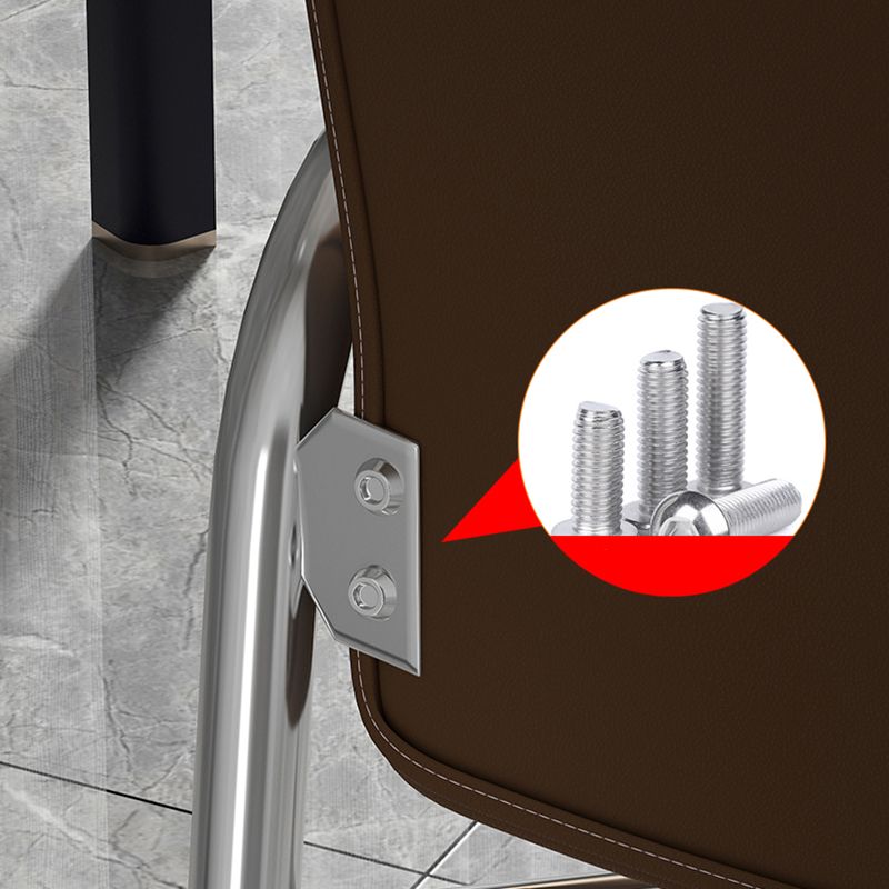 Minimalist Style PU Leather Dining Chair Solid Back Upholstered Arm Single Chair