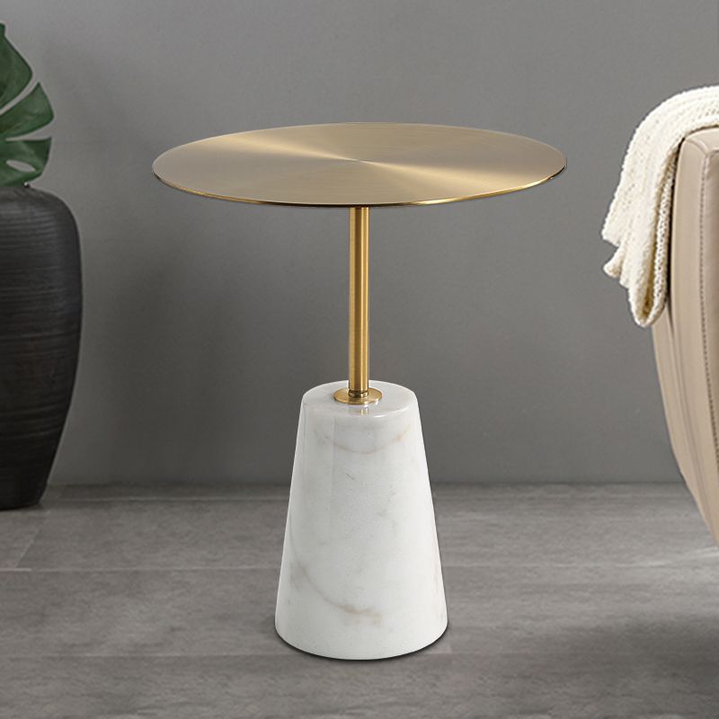 Modern Pedestal Side Table Round Metal Sofa End Table for Living Room