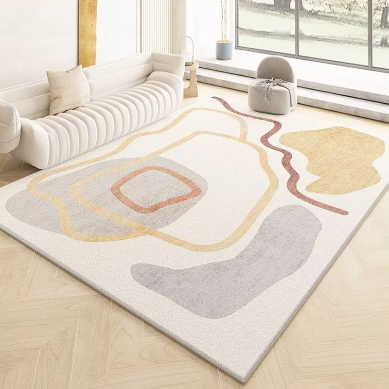 Beige Modern Carpet Polyester Color Lump Carpet Washable Carpet for Home Decor