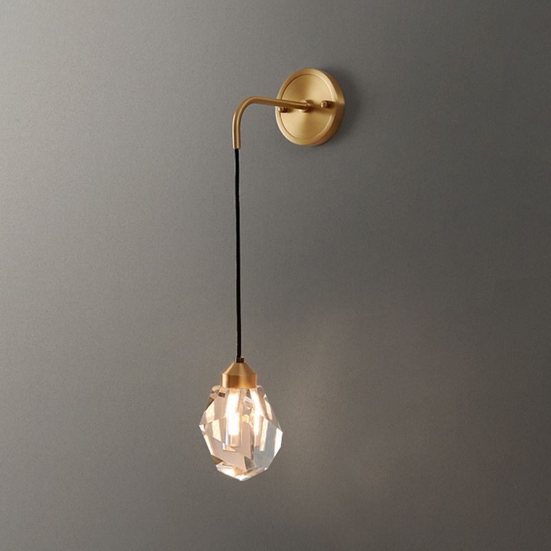 Contemporary Wall Sconce Crystal and Brass Sconce Lighting for Hallway