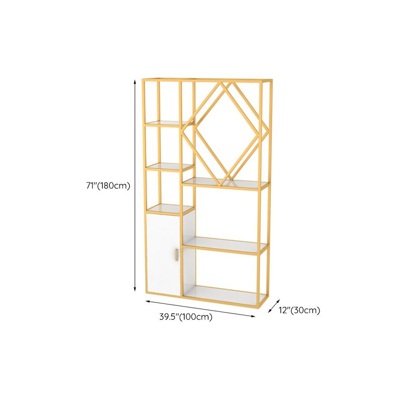 Modern Bookcase Gold Metal Open Back Shelf Bookcase with Shelves for Living Room
