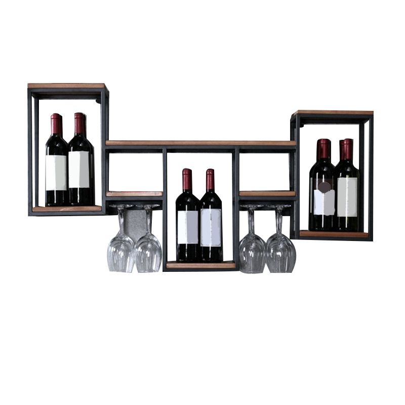 Industrial Metal Wine Holder Rack Wall Mounted Wine Jail with Shelf