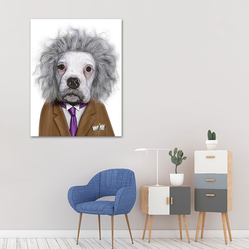 Funny Animal Superstar Wall Art Print for Sitting Room, Dark Color, Textured Surface