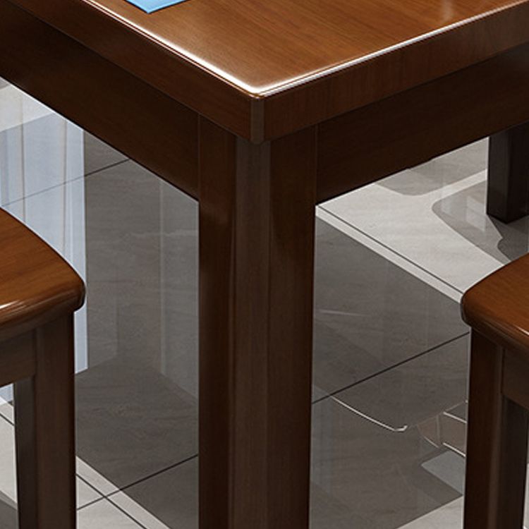 Wood Base Dining Table Contemporary Dinner Table with 4 Legs