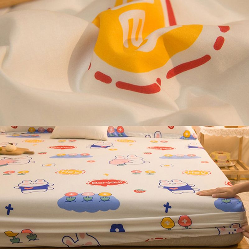 Fitted Sheet Cotton Floral Printed Ultra Soft Breathable Wrinkle Resistant Bed Sheet Set