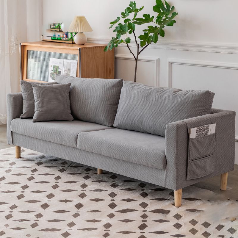 Contemporary Sofa with 2 Pillows Back and Storage in Solid Wood