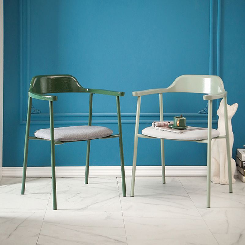 Industrial Indoor-Outdoor Chair Open Back Upholstered Dining Arm Chair