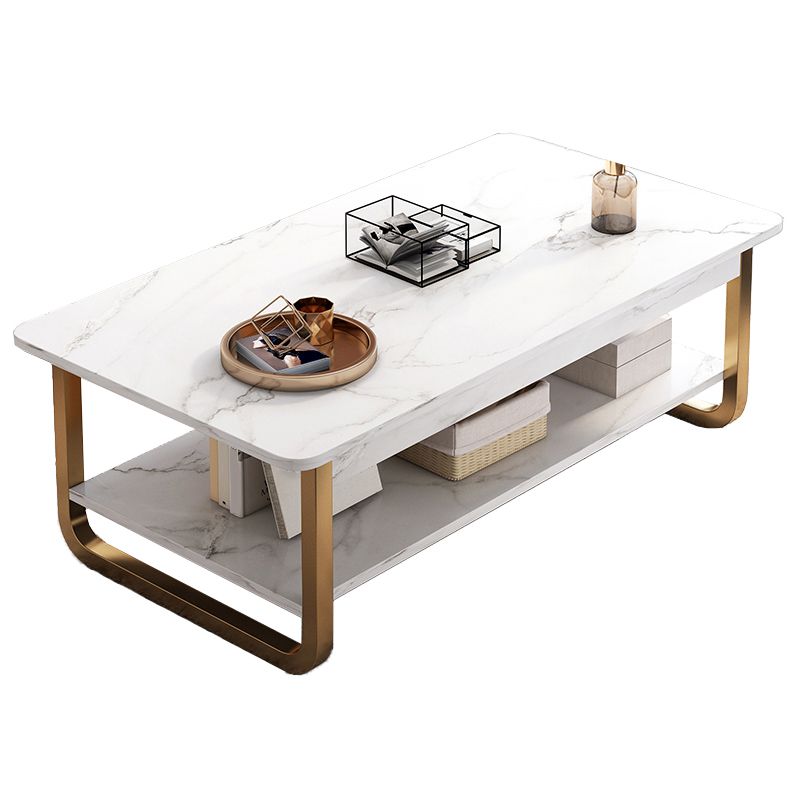 4 Legs Storage Coffee Table Set Modern Wood Rectangle Coffee Table