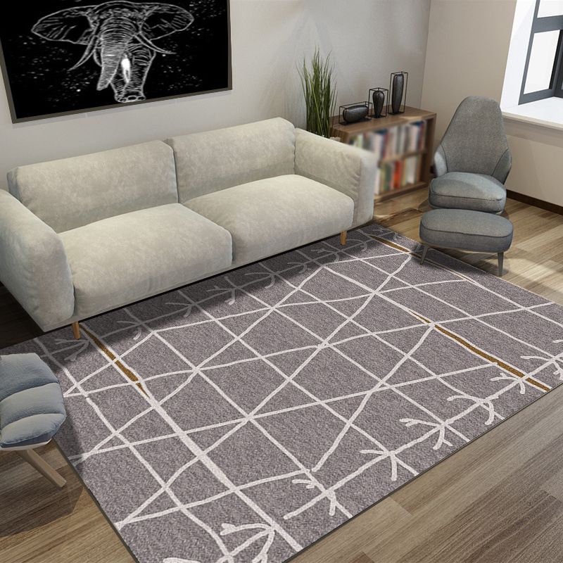 Brown Stripe Rug Polyester Simple Rug Non-Slip Backing Rug for Home Decor