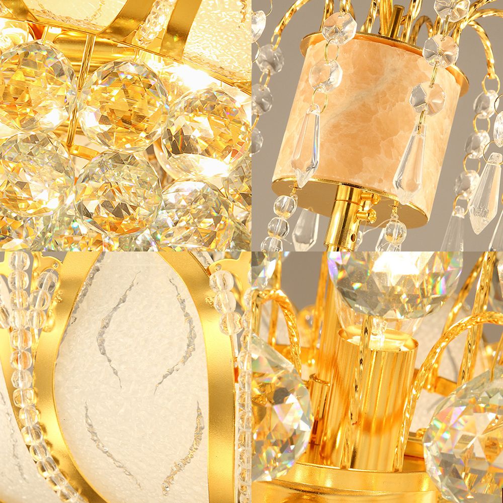 Lumo lampadario a loto retrò Light Crystal Crystal 10 teste Assiciare il soffitto in oro