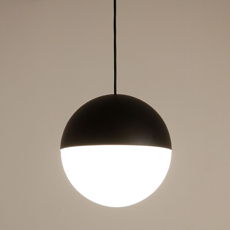 Sospensione di vetro a 1 luci a forma di sfera in bianco e nero Luce di sospensione in vetro a 1 luce per ristorante