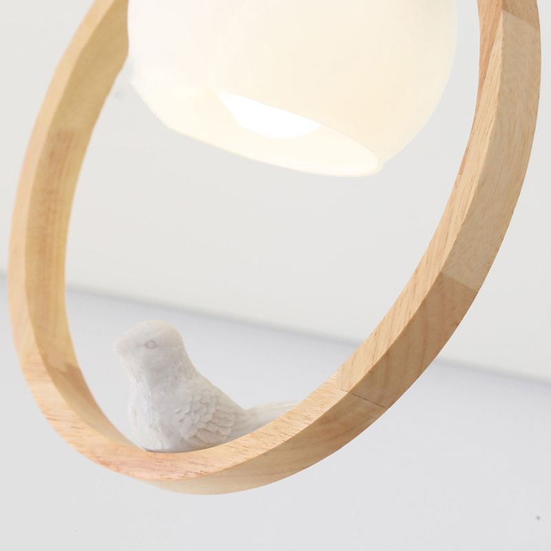 Log Color Globe da incasso in stile moderno e conciso, apparecchio da soffitto per interni in legno con paralume in vetro