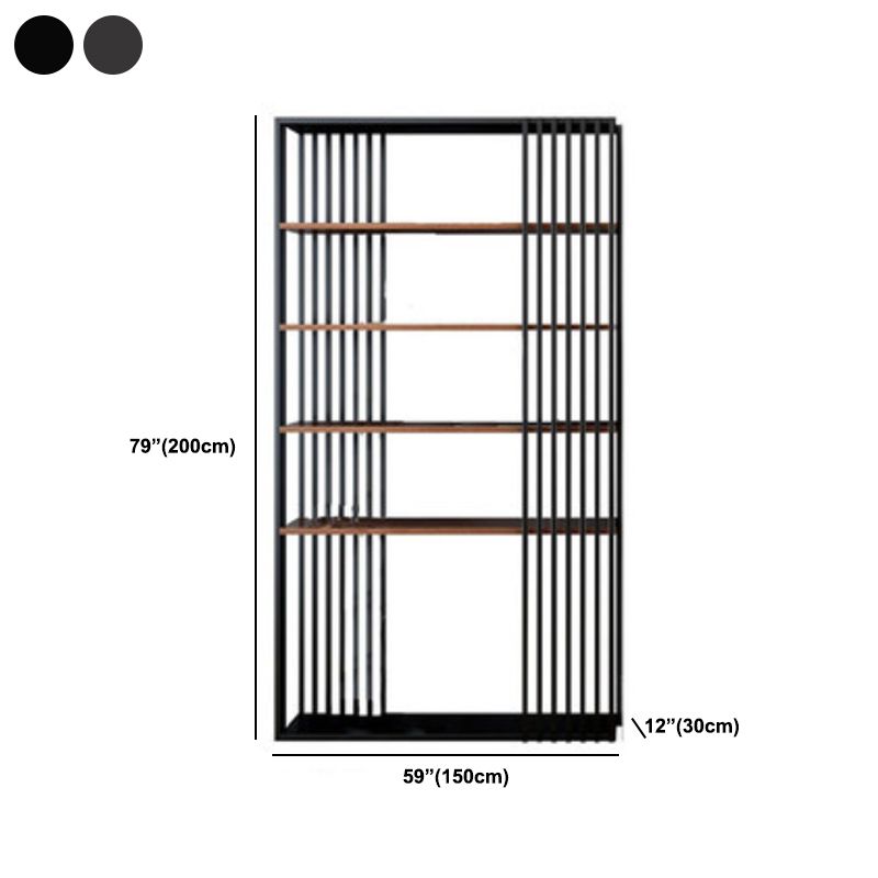 Contemporary Metal and Wooden Shelf Open Shelf Bookcase with Shelves