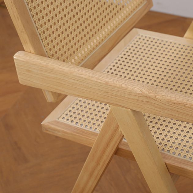 Silla de comedor contemporánea con respaldo abierto de madera maciza con acabado mate