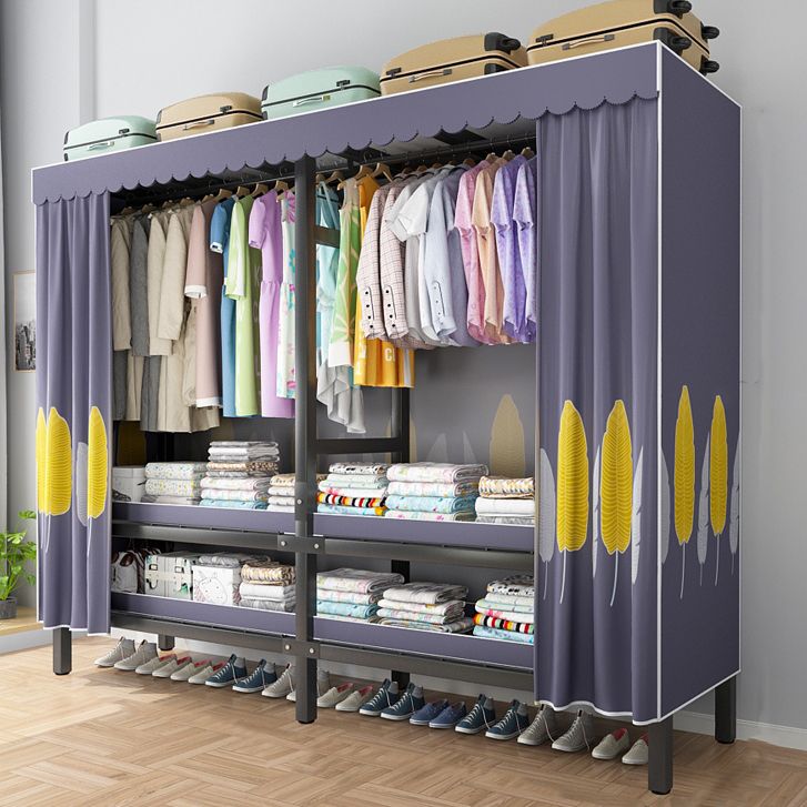 Foldable Freestanding Wardrobe Metal Frame Multifunctional Wardrobe
